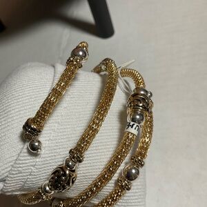 Elegant Gold and Silver Two-Tone Bracelet with Textured Design